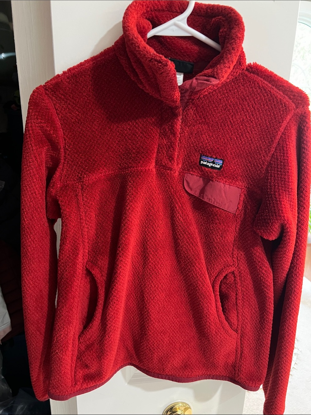 Patagonia Red Women's Fleece Pullover with Chest Pocket
